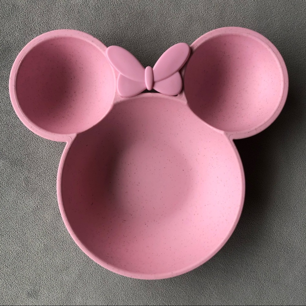 Minnie Mouse Bamboo Feeding Set ~ Pink ~ Divided Dish, Fork & Spoon ~ Brand New! - Picture 2 of 8